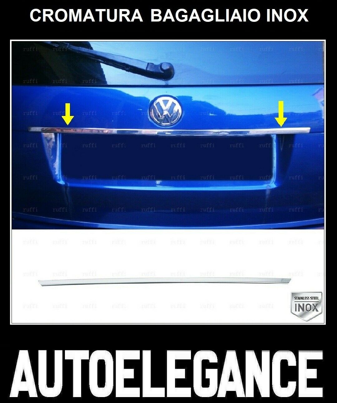 CROMATURA BAGAGLIAIO VW BORA 1998-2005 ACCIAIO INOX ADESIVO 0032 AUTOELEGANCERICAMBI