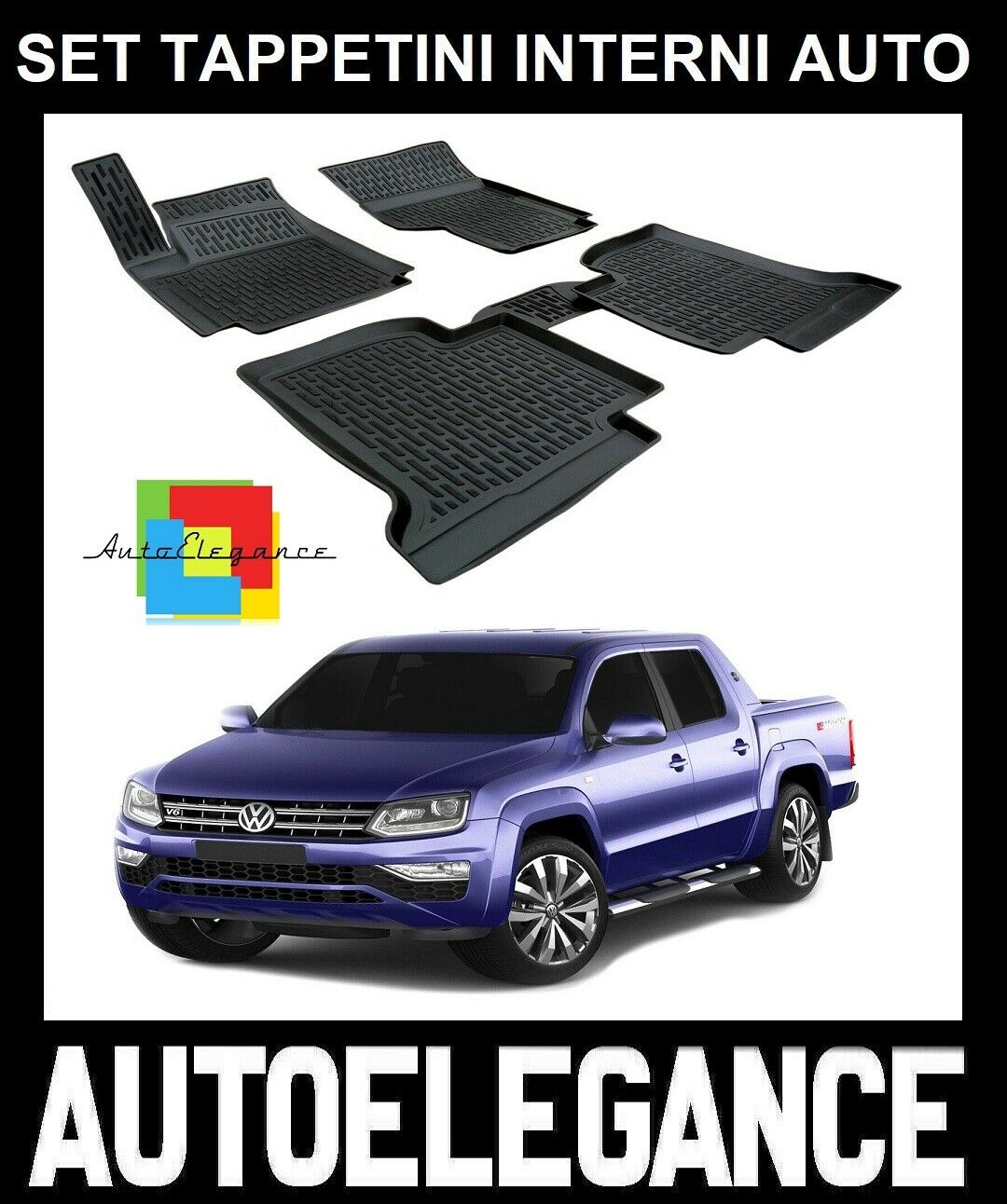 CUSTOM RUBBER CAR INTERIOR MATS SET VW AMAROK 2010+ 0032