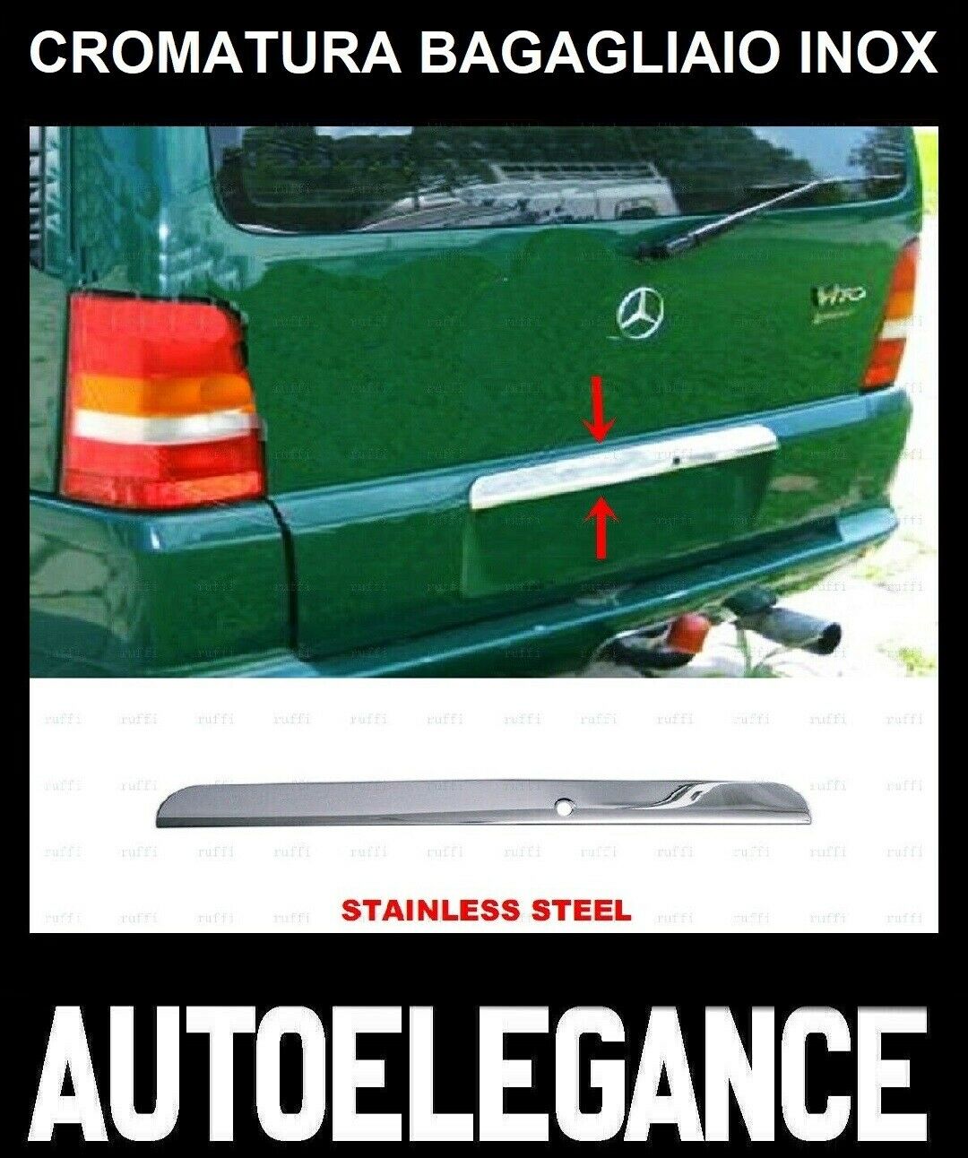 CROMATURA BAGAGLIAIO SOPRA MERCEDES VITO W638 1996-2003 INOX ADESIVO 0032 AUTOELEGANCERICAMBI