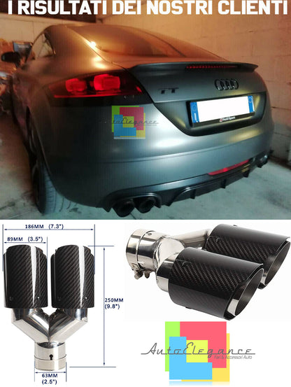 AUDI TT 8J 2006-2014 LOOK SPORTIVO STT COPPIA TERMINALI ACCIAIO INOX CARBON AUTOELEGANCERICAMBI
