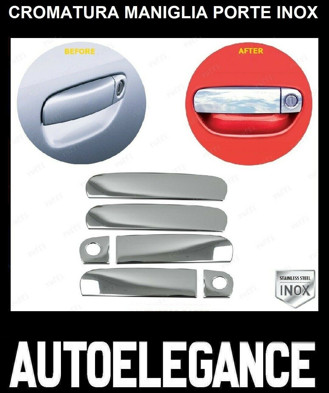 CROMATURA MANIGLIE 4 PORTE AUDI A6 C5 1997-2005 ACCIAIO INOX ADESIVO 0032 AUTOELEGANCERICAMBI