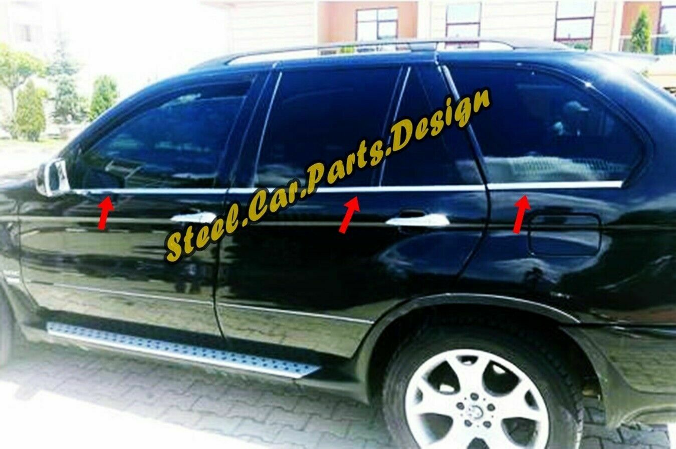 CROMATURA CORNICI FINESTRINI 6PZ BMW X5 E53 2000-2006 INOX ADESIVO 0032 AUTOELEGANCERICAMBI