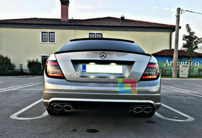 MERCEDES C W204 BERLINA SPOILER POSTERIORE COFANO C63 AMG NERO LUCIDO
