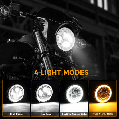FARO ANTERIORE MOTO HONDA YAMAHA HARLEY LENTICOLARE LED 7 POLLICI H4 CROMATO