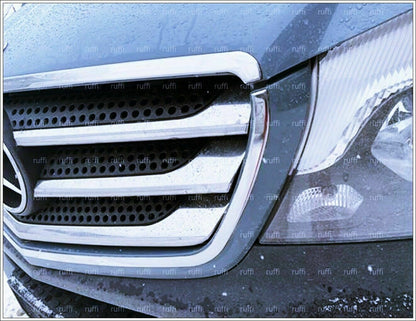 CROMATURA GRIGLIA FRONTALE 7PZ MERCEDES SPRINTER W906 2013+ INOX ADESIVO 0032 AUTOELEGANCERICAMBI