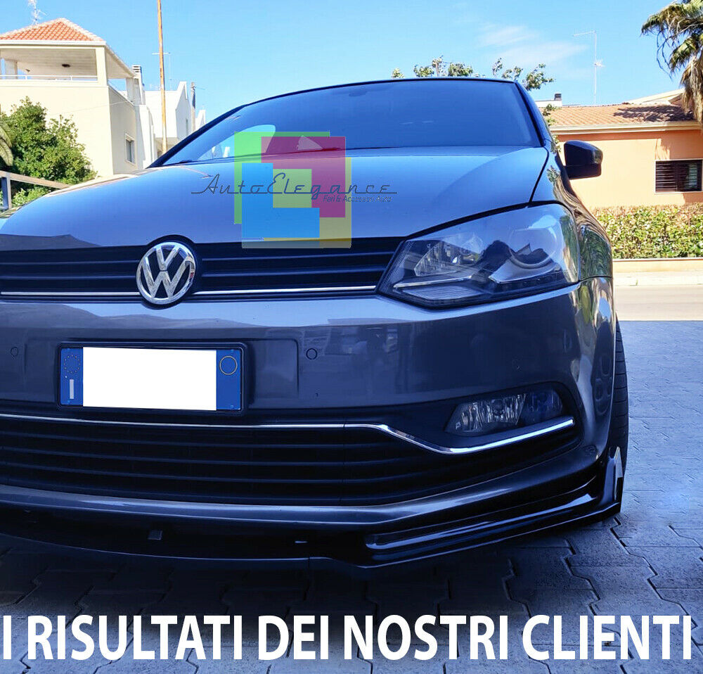 0213 VW POLO 6R 6C SPLITTER PARAURTI ANTERIORE NERO LUCIDO LOOK RS AUTOELEGANCERICAMBI