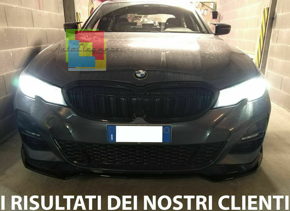 0068 BMW SERIE 3 G20 G21 M SPORT SPLITTER PARAURTI ANTERIORE SPOILER NERO LAMA AUTOELEGANCERICAMBI