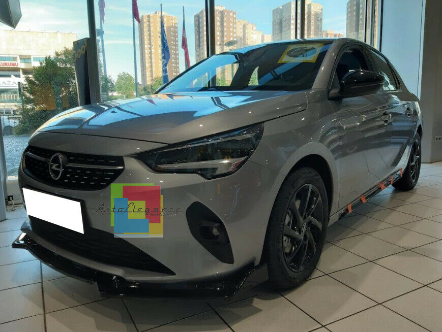 0024 OPEL CORSA F 2019+ LAMA SOTTO PARAURTI ANTERIORE ABS NERO LUCIDO SPLITTER - AUTOELEGANCERICAMBI