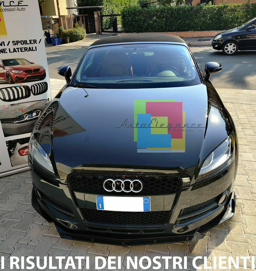 0222 AUDI TT 8J 2006-2014 SPLITTER PARAURTI ANTERIORE NERO LUCIDO LOOK RS AUTOELEGANCERICAMBI