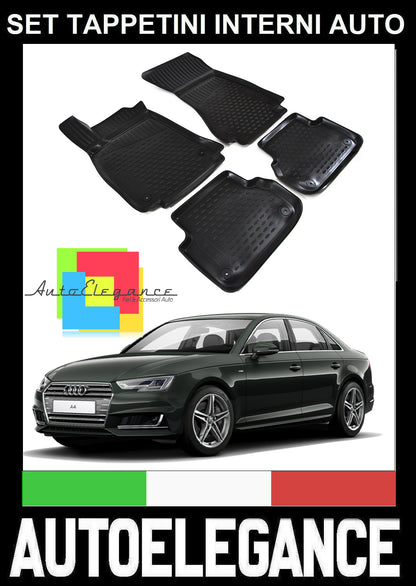 AUDI A4 B9 2015+ BERLINA SW SET TAPPETINI INTERNI AUTO IN GOMMA SU MISURA AUTOELEGANCERICAMBI