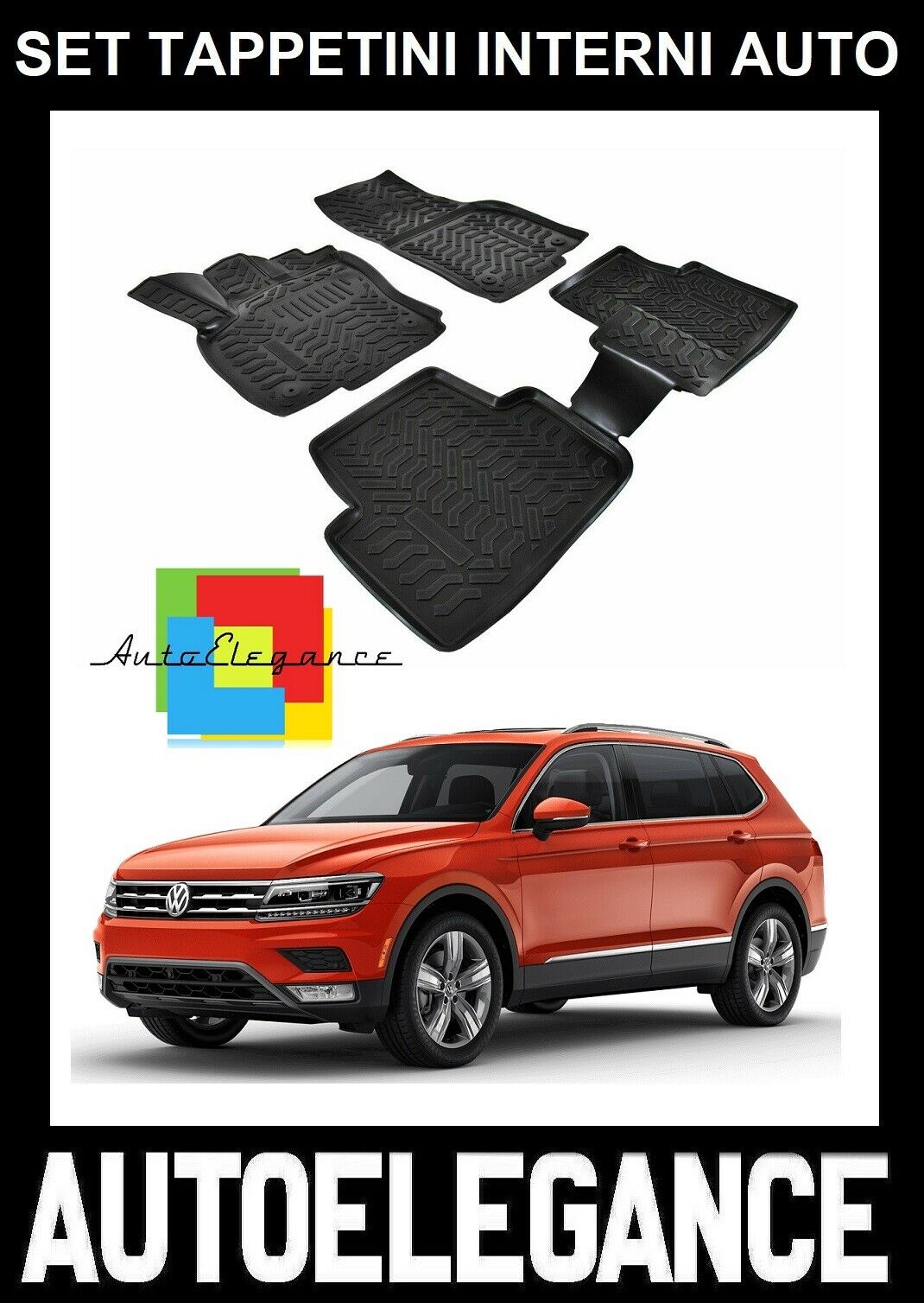 SET OF CUSTOM RUBBER CAR INTERIOR MATS VW TIGUAN 2 2016+ -AT-