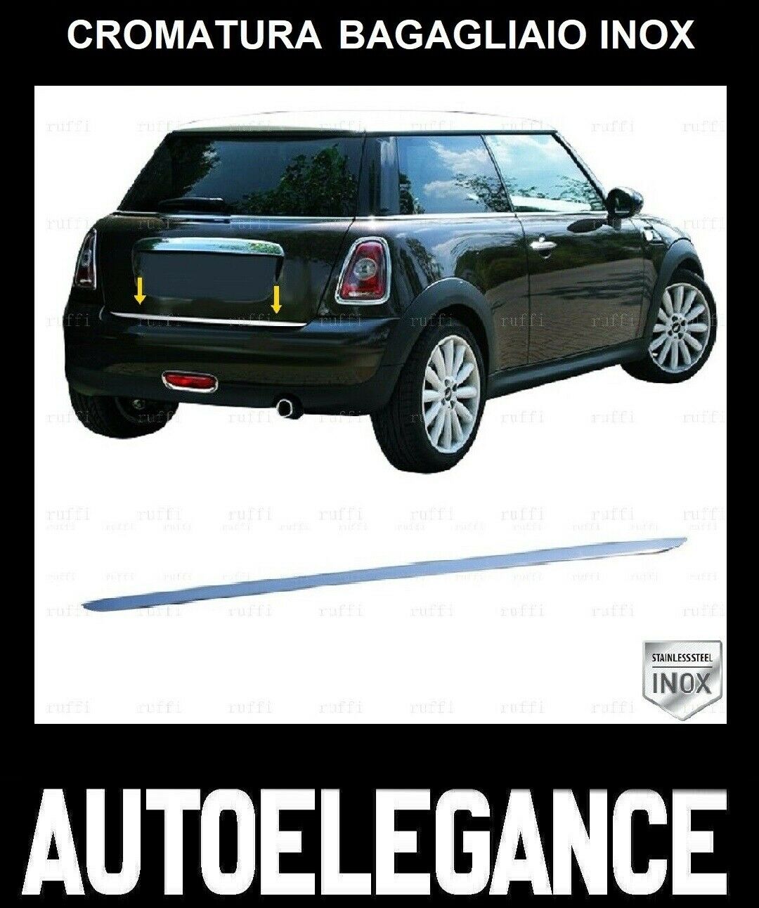 CROMATURA BAGAGLIAIO MINI COOPER ONE R56 HB 2006-2015 ACCIAIO INOX ADESIVO 0032 AUTOELEGANCERICAMBI
