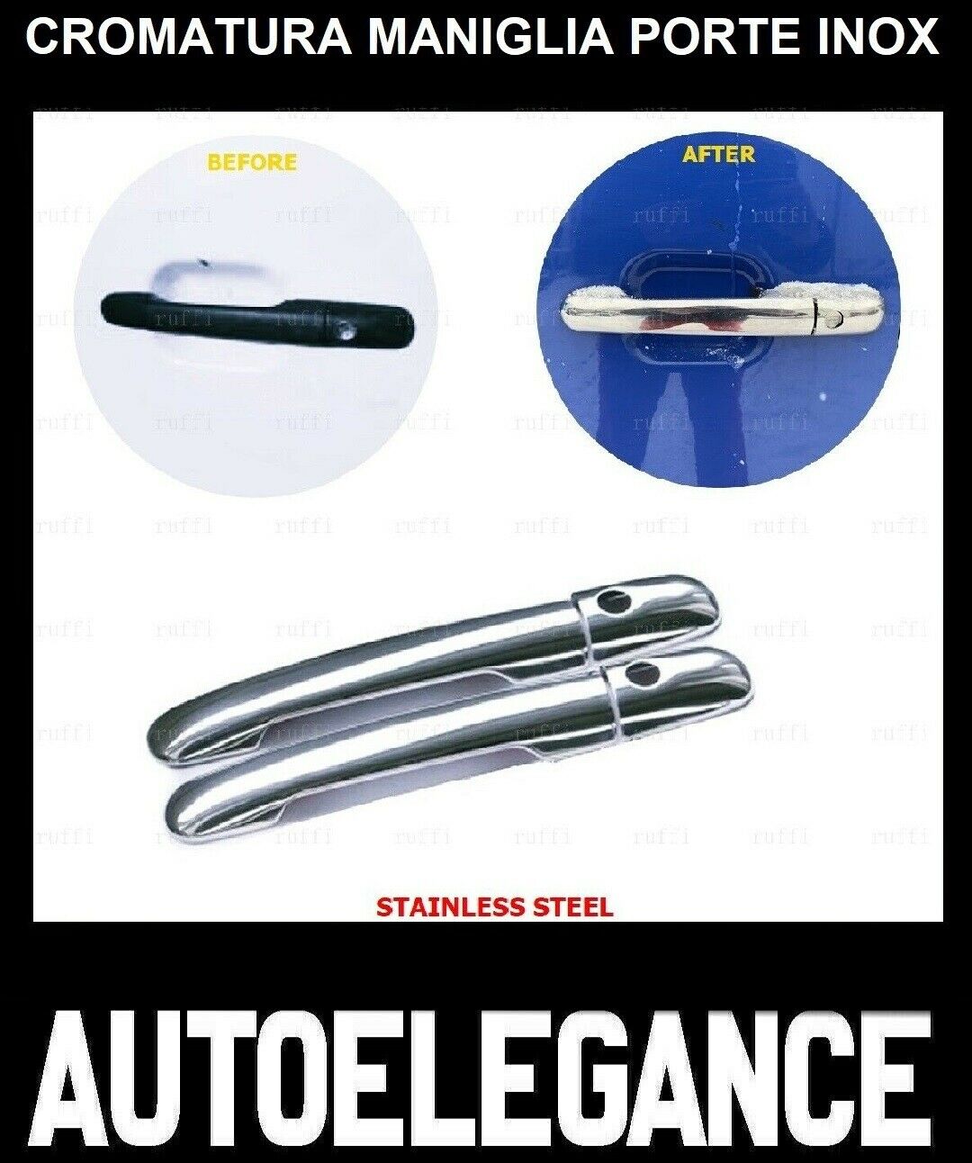 CROMATURA MANIGLIE 2 PORTE MERCEDES VITO W638 1996-2003 INOX ADESIVO 0032 AUTOELEGANCERICAMBI