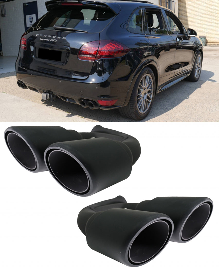 PORSCHE CAYENNE 2010-2014 COPPIA TERMINALI DI SCARICO ACCIAIO INOX NERO OPACO
