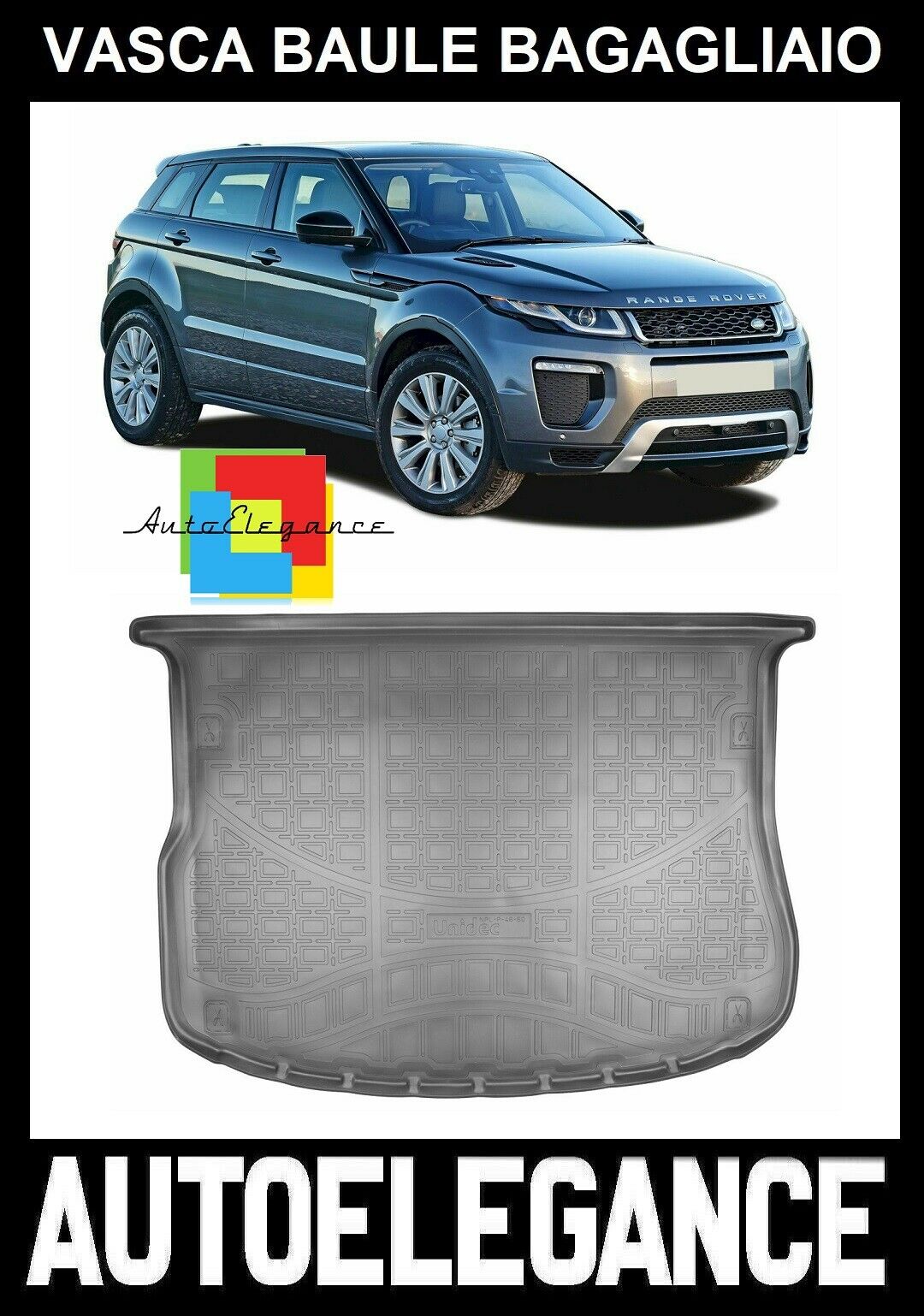 VASCA BAULE BAGAGLIAIO TAPPETO GOMMA SUPERGRIP RANGE ROVER EVOQUE 2011+ -AT-