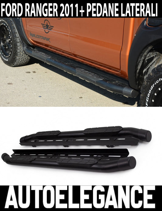 PEDANE LATERALI NERE FORD RANGER 2011+ SOTTOPORTA IN ALLUMINIO SPORT