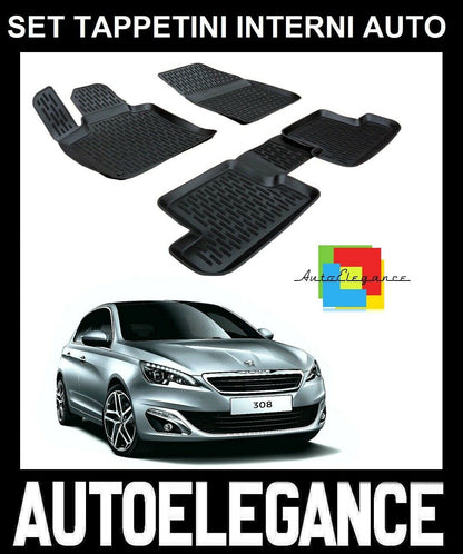 SET OF CUSTOM RUBBER CAR INTERIOR MATS FOR PEUGEOT 308 2015+ 0032