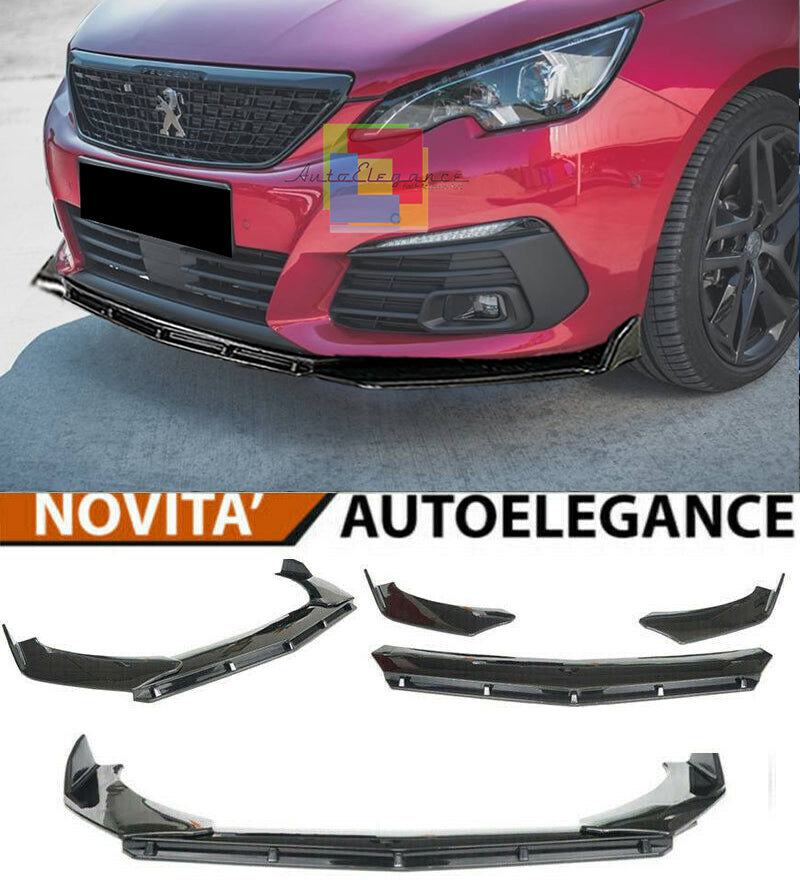 PEUGEOT 308 II FACELIFT SPLITTER FRONT BUMPER GLOSS BLACK RS LOOK