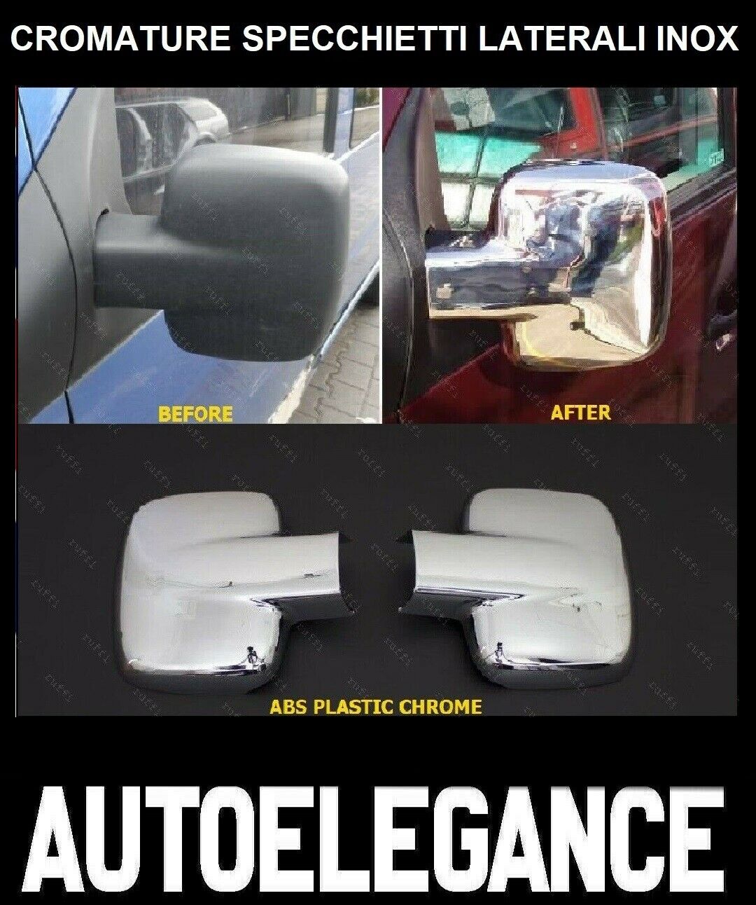 CROMATURA SPECCHIETTI LATERALI MERCEDES VITO W638 1996-2003 INOX ADESIVO 0032 AUTOELEGANCERICAMBI