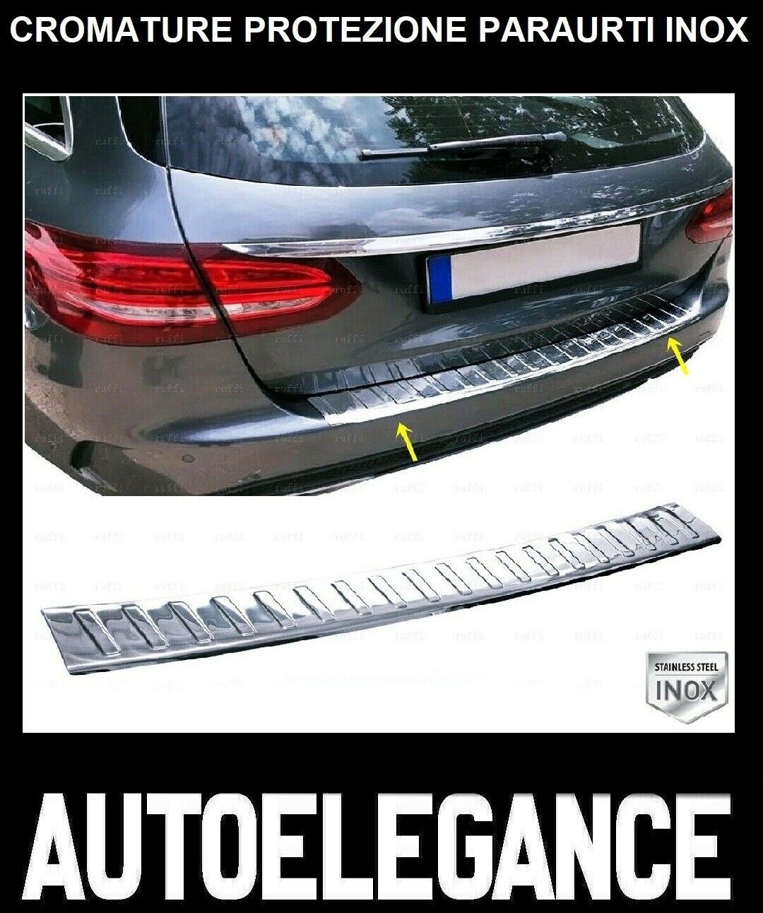 CROMATURA PROTEZIONE PARAURTI POST. MERCEDES C S205 2014+ INOX ADESIVO 0032 AUTOELEGANCERICAMBI