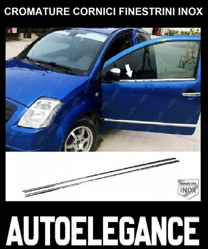 CROMATURA CORNICI FINESTRINI 2PZ CITROEN C2 2003+ INOX ADESIVO 0032 AUTOELEGANCERICAMBI