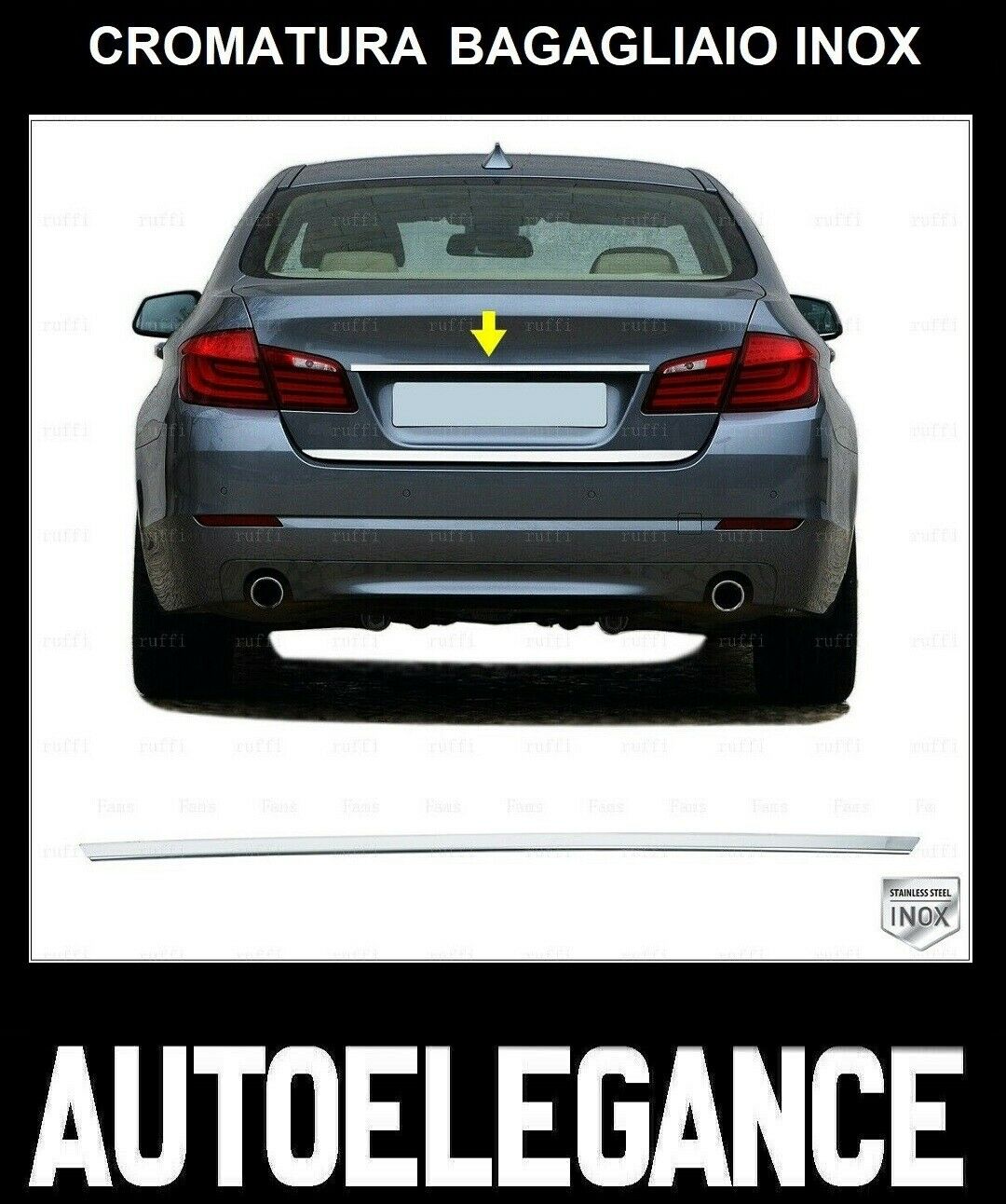 CROMATURA BAGAGLIAIO BMW SERIE 5 F10 2009-2016 ACCIAIO INOX ADESIVO 0032 AUTOELEGANCERICAMBI