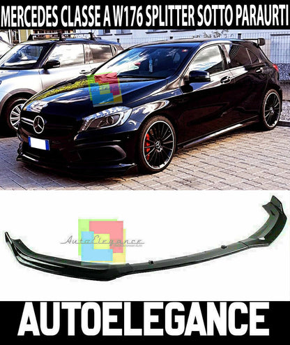 0193 MERCEDES A W176 2012-2015 SPLITTER ANTERIORE SOTTO PARAURTI ABS NERO LAMA AUTOELEGANCERICAMBI