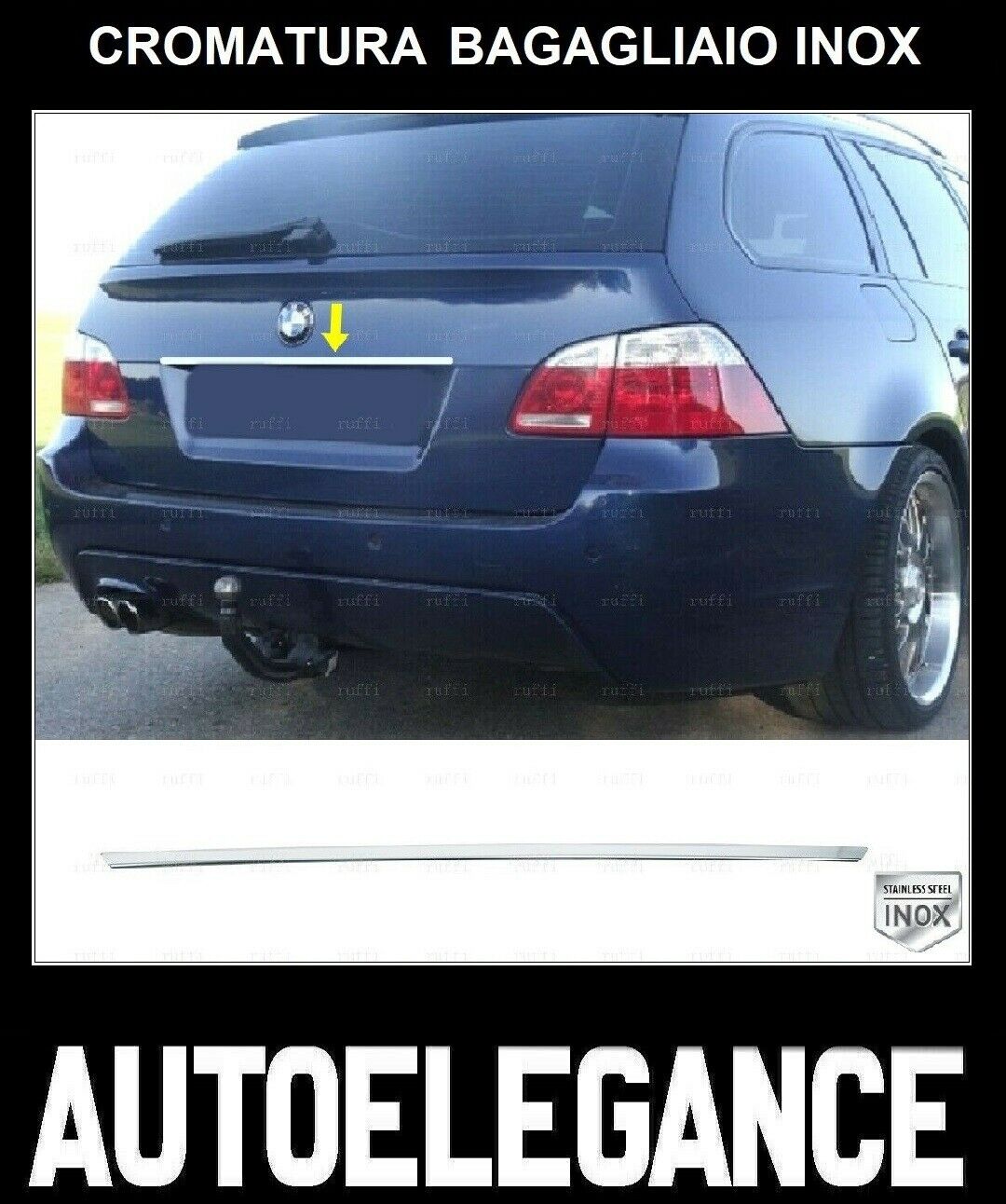 CROMATURA BAGAGLIAIO BMW SERIE 5 E61 2001-2010 ACCIAIO INOX ADESIVO 0032 AUTOELEGANCERICAMBI