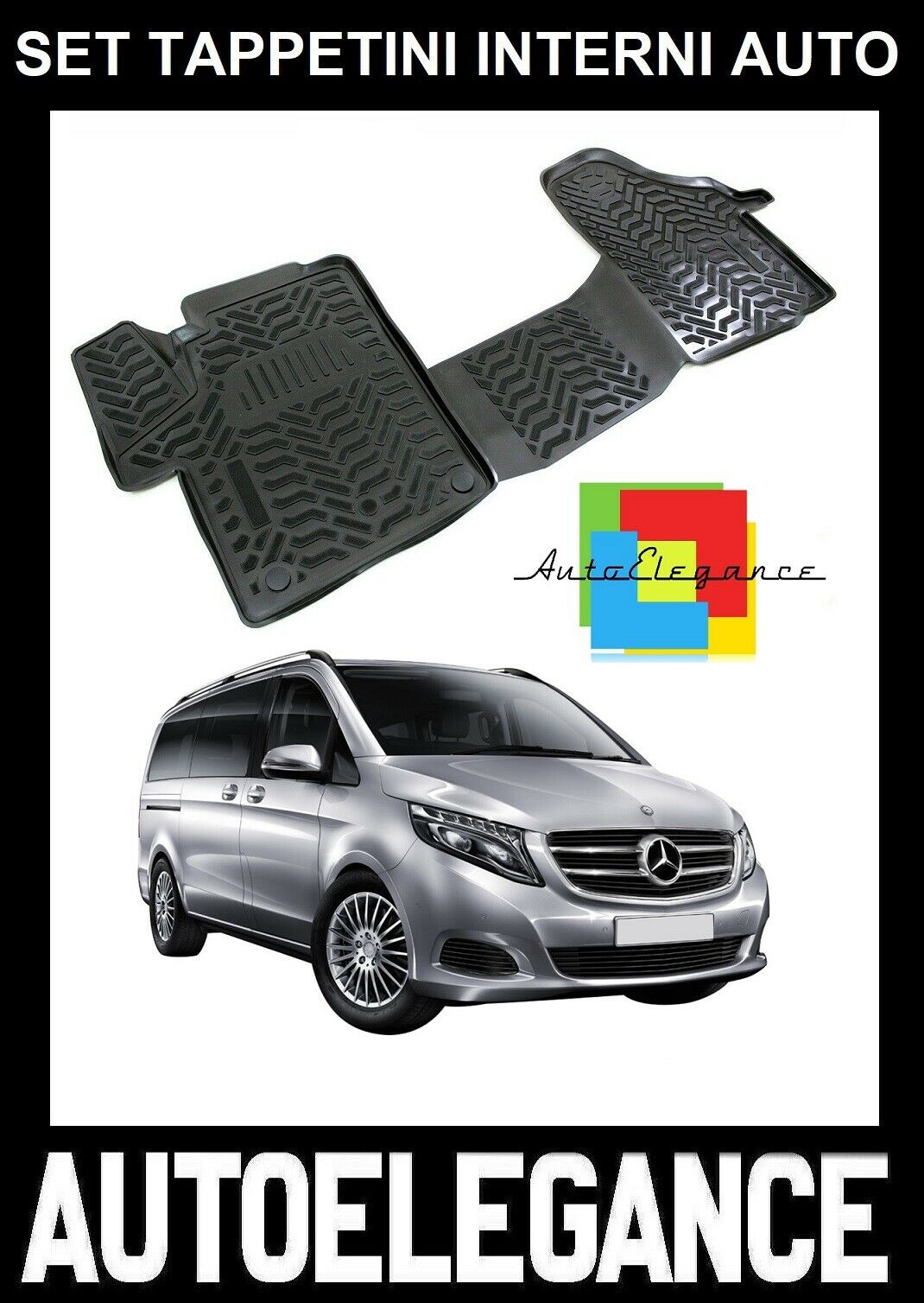 CUSTOM RUBBER CAR INTERIOR MATS SET FOR MERCEDES VITO W447 2014+ -AT-
