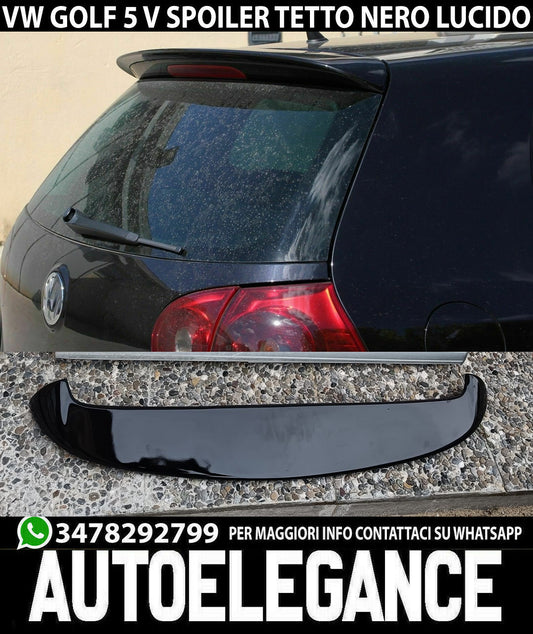 SPOILER POSTERIORE TETTO ALETTONE ADATTO VW GOLF 5 V 2003-2008 NERO LUCIDO