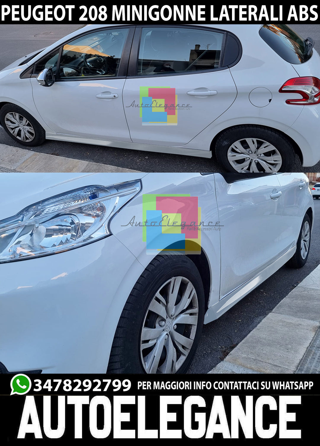 SIDE SKIRTS FOR PEUGEOT 208 ABS GT LINE LOOK UNDER DOOR 0035