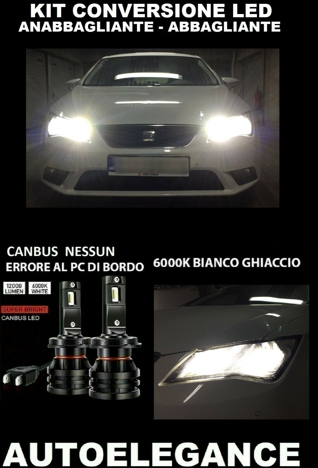 SEAT LEON 5F LOW BEAM HIGH BEAM LED BULB 16.000LM 0032