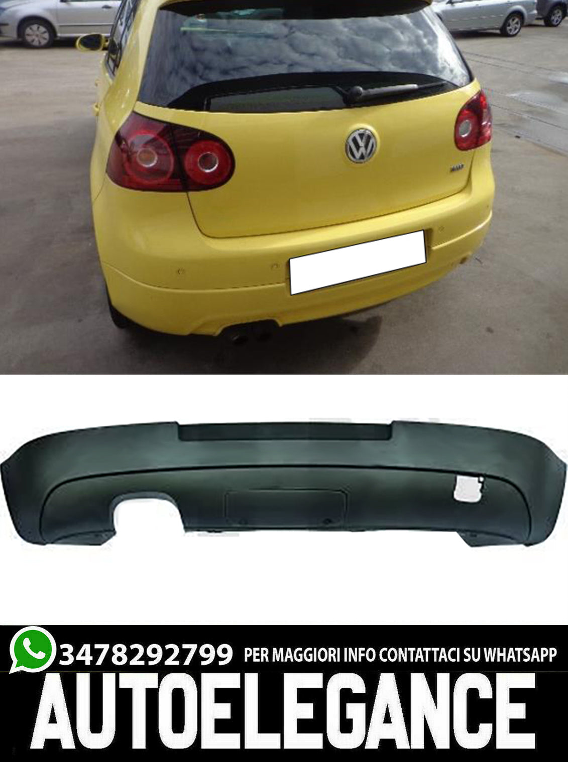 VW GOLF 5 03-08 DIFFUSORE POSTERIORE R32 SPOILER SOTTO PARAURTI ABS LOOK R32