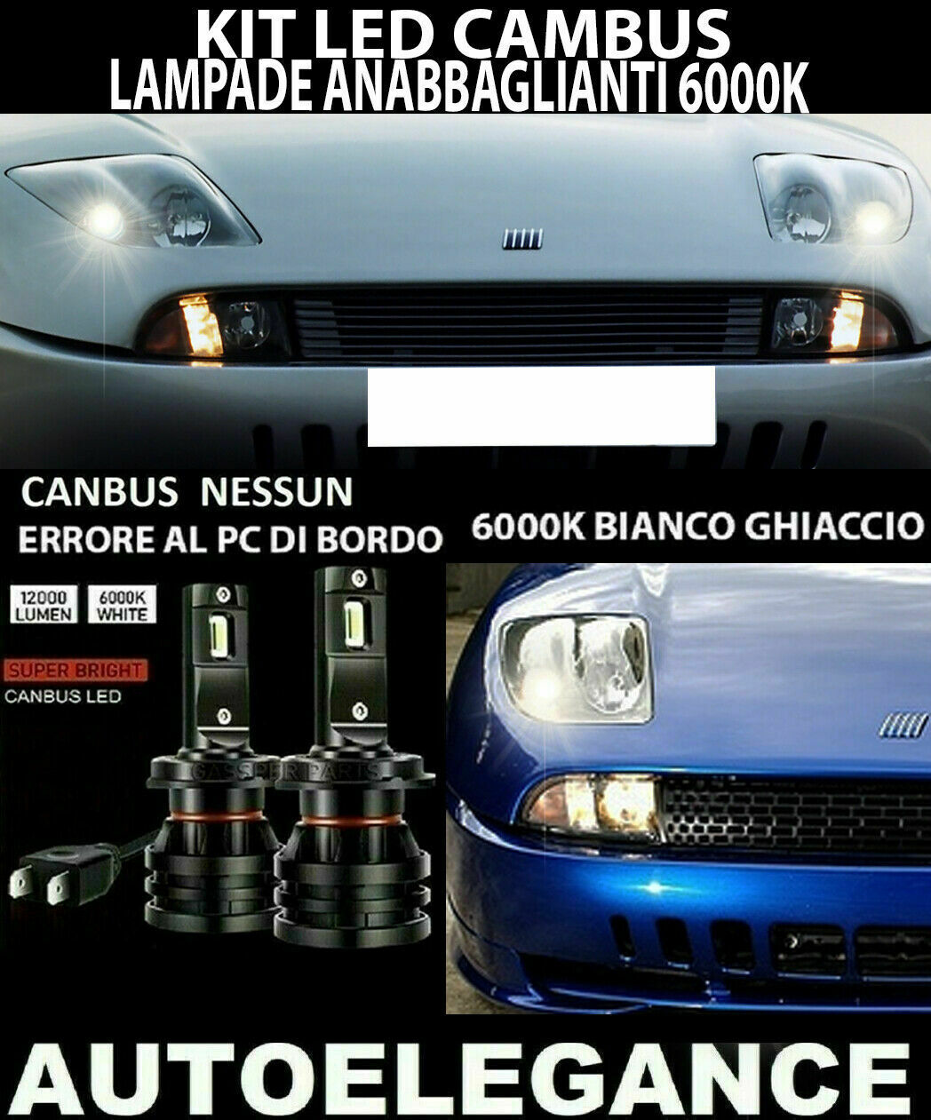 FIAT COUPE LED LOW BEAM LAMPS 16.000LM CAMBUS 0032