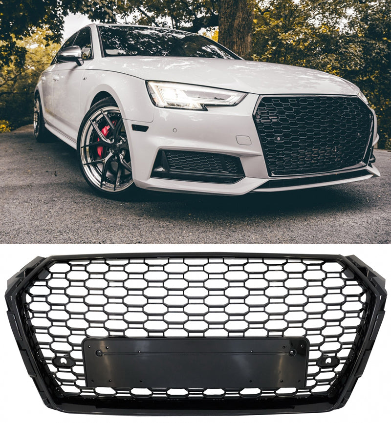 CALANDRA RS4 NIDO D'APE AUDI A4 B9 2015+ GRIGLIA ANTERIORE BORDO NERO NO LOGO AUTOELEGANCERICAMBI