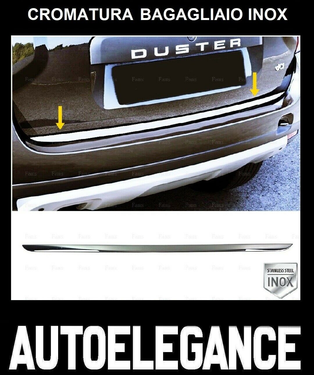 CROMATURA SOTTO BAGAGLIAIO DACIA DUSTER 2010-2017 ACCIAIO INOX ADESIVO 0032 AUTOELEGANCERICAMBI