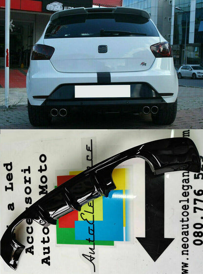 SOTTO PARAURTI POSTERIORE SEAT IBIZA 6J 5 PORTE DIFFUSORE ABS NERO DOPPIO 0032