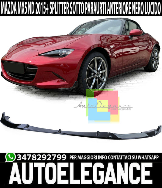 SOTTO PARAURTI MAZDA MX5 ND 2015+ SPOILER ANTERIORE ABS NERO LUCIDO