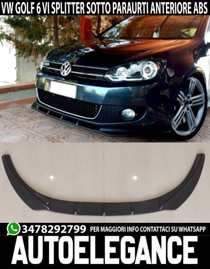 SPLITTER FOR VW GOLF 6 VI UNDER FRONT BUMPER ABS LIP GLOSSY BLACK