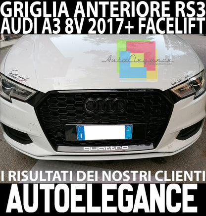 GRIGLIA ANTERIORE AUDI A3 8V 2017+ CALANDRA RS3 NIDO D'APE TOTAL BLACK QUATTRO