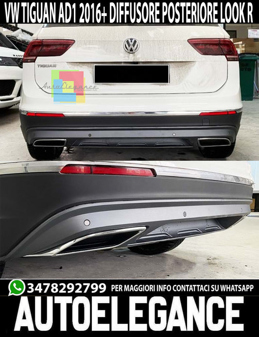 DIFFUSORE VW TIGUAN II AD1 2016+ SOTTO PARAURTI POSTERIORE LOOK R IN ABS