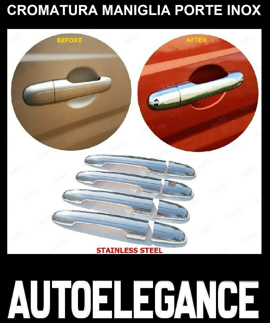 CROMATURA MANIGLIE 4 PORTE MERCEDES VANEO W414 2002+ INOX ADESIVO 0032 AUTOELEGANCERICAMBI