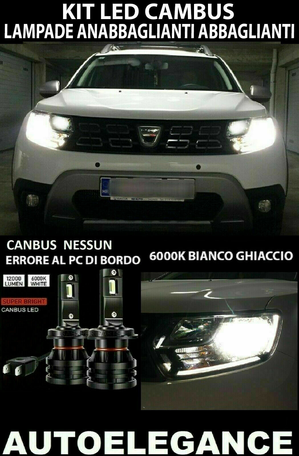 DACIA DUSTER MK2 LAMPADE ANABBAGLIANTI ABBAGLIANTI LED 16.000LM CAMBUS 0032 AUTOELEGANCERICAMBI