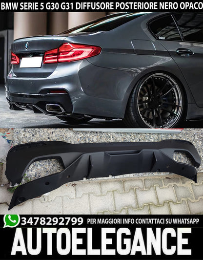 SOTTO PARAURTI POSTERE NERO OPACO ABS BMW SERIE 5 G30 G31 DIFFUSORE M5 0135