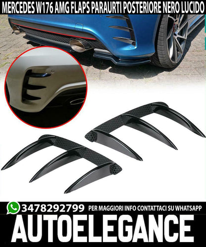 MERCEDES A-CLASS W176 PAIR OF REAR BUMPER MOULDS AMG LOOK 3M FLAPS