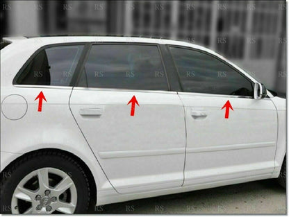 CROMATURA CORNICI FINESTRINI 6PZ AUDI A3 2003-2013 ACCIAIO INOX ADESIVO 0032 AUTOELEGANCERICAMBI
