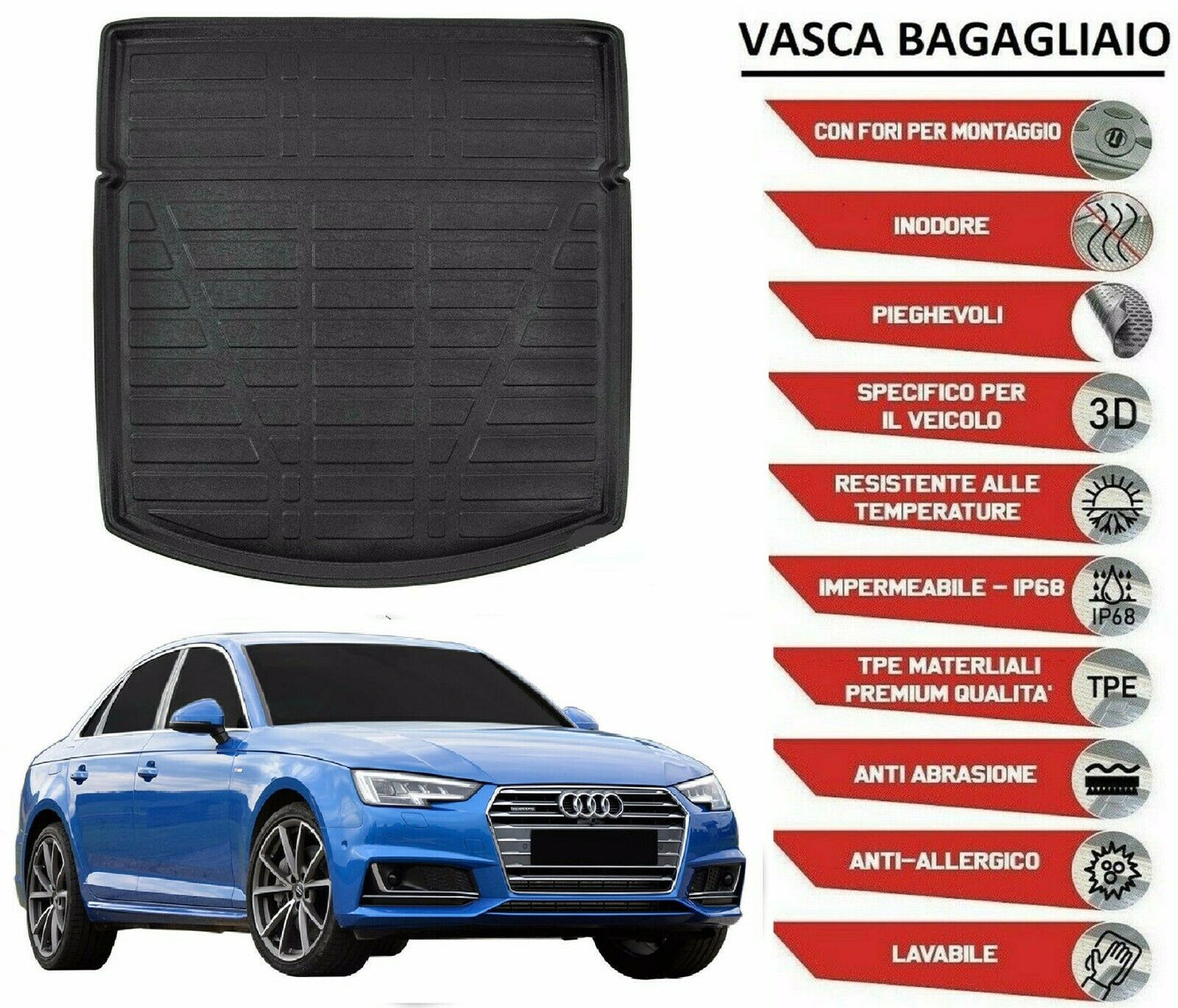 PVC TRUNK LINER AUDI A4 B9 4 DOOR SEDAN from 2015+