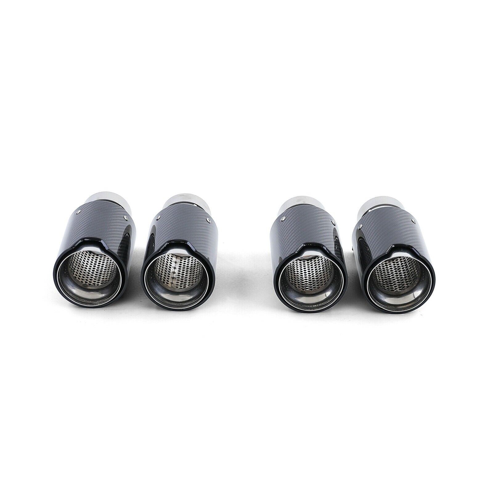 BMW SERIE 5 E60 E61 4x TERMINALI DI SCARICO ACCIAIO CARBONIO LOOK M5 AUTOELEGANCERICAMBI