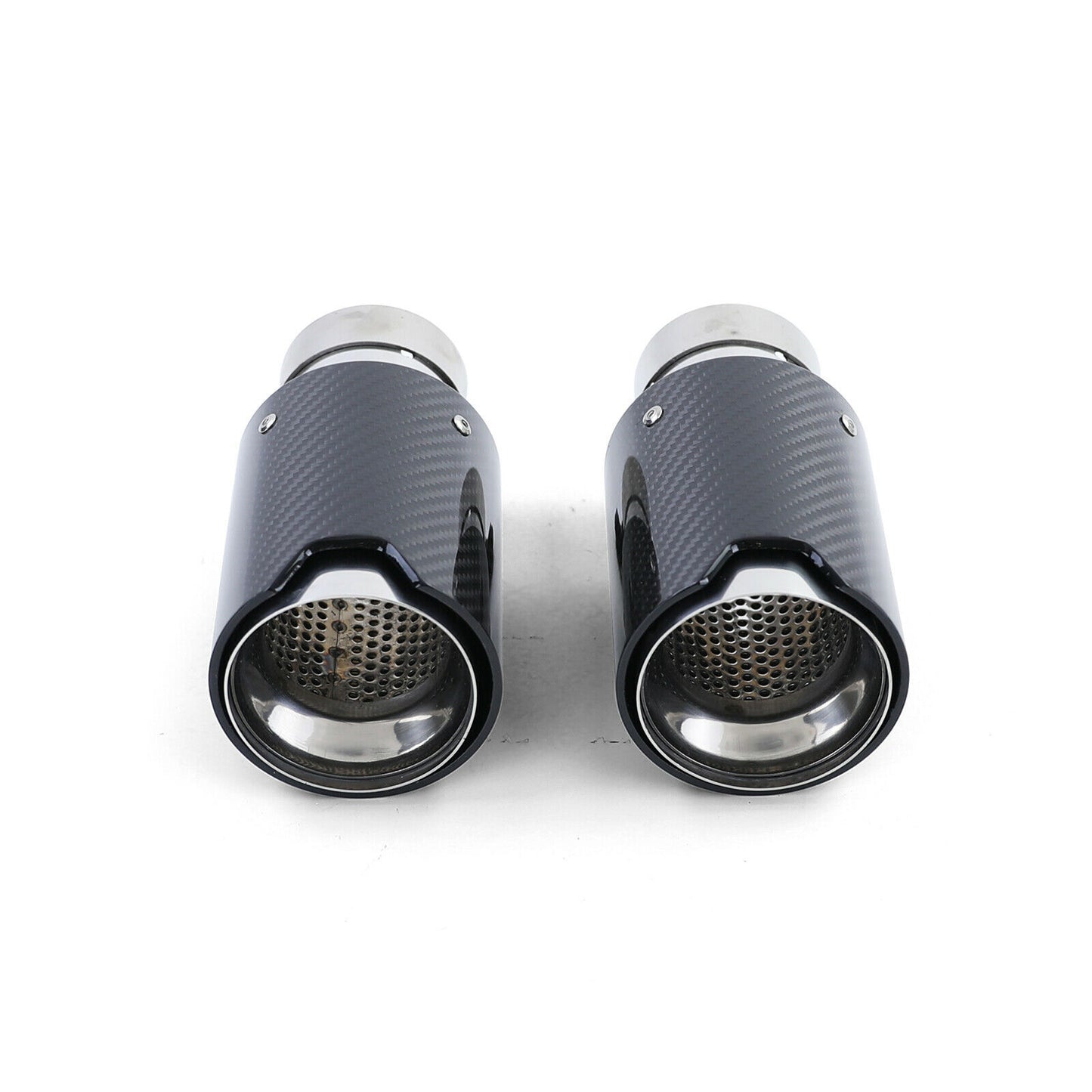 BMW SERIE 3 E90 E91 E92 2x TERMINALI DI SCARICO ACCIAIO CARBONIO LOOK M SPORT AUTOELEGANCERICAMBI