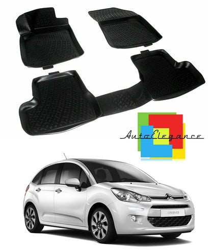 SET TAPPETINI INTERNI AUTO IN GOMMA SU MISURA CITROEN C3 II 2009-2013